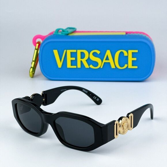 NEW Versace KIDS VK4429U GB1/87 Black Dark Grey Gold Rectangle Kids Sunglasses - Picture 4 of 12